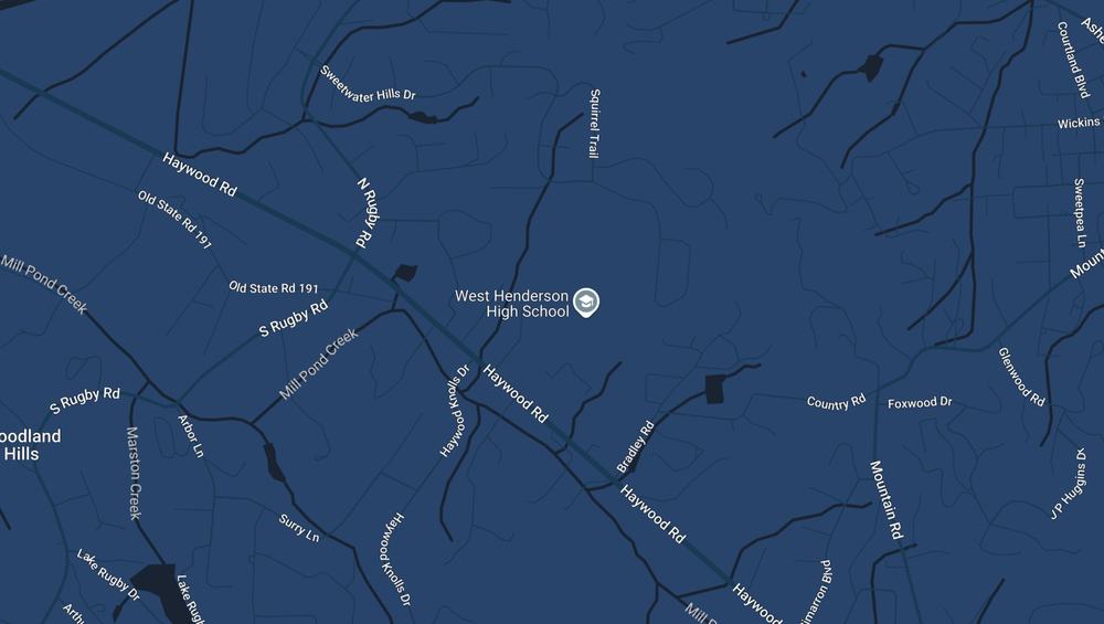 Map showing West Henderson High School